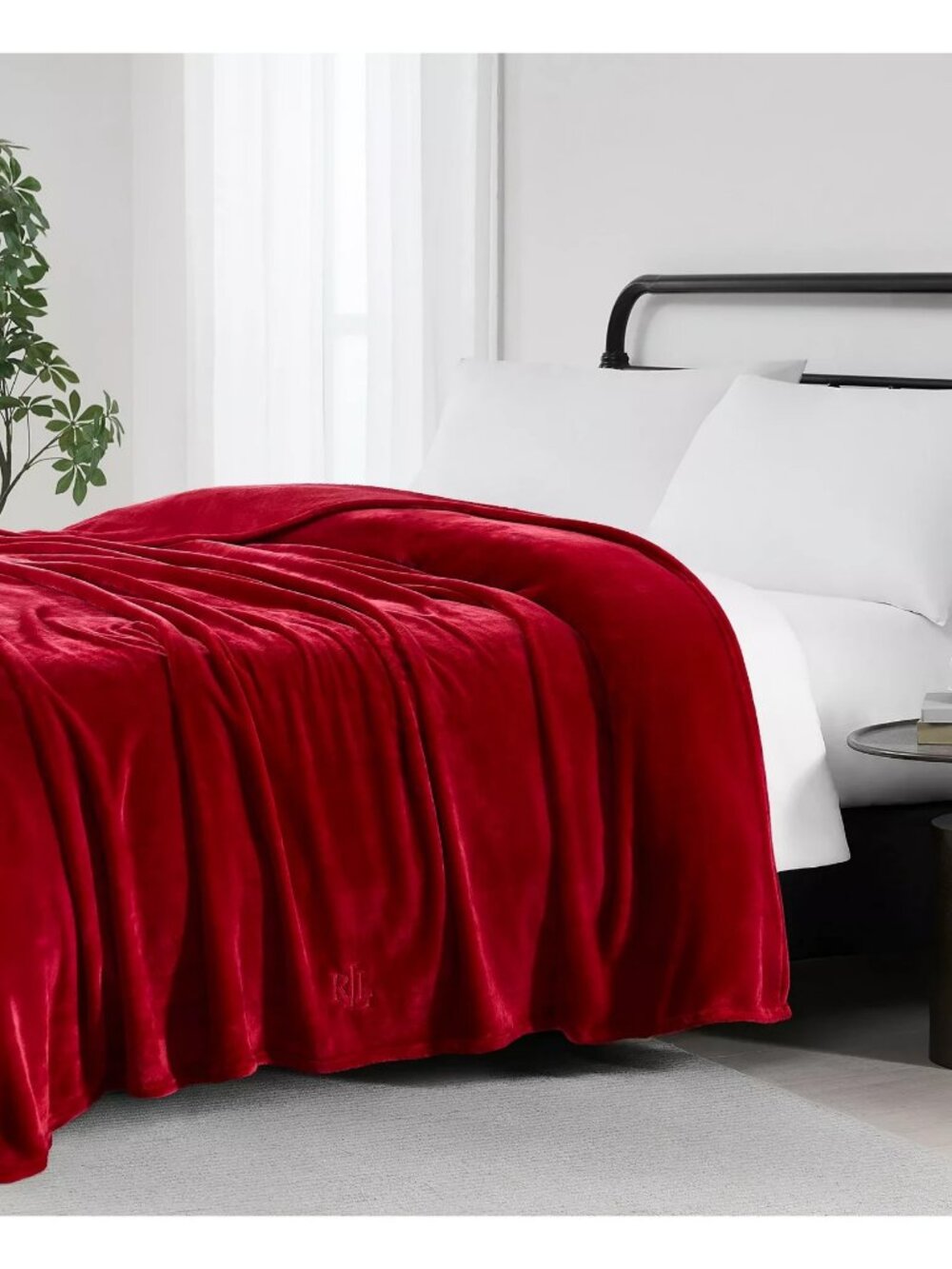 Ralph Lauren Classic Micromink Blanket Full / Queen RED 90"x90" Luxuriously Soft - Picture 2 of 6